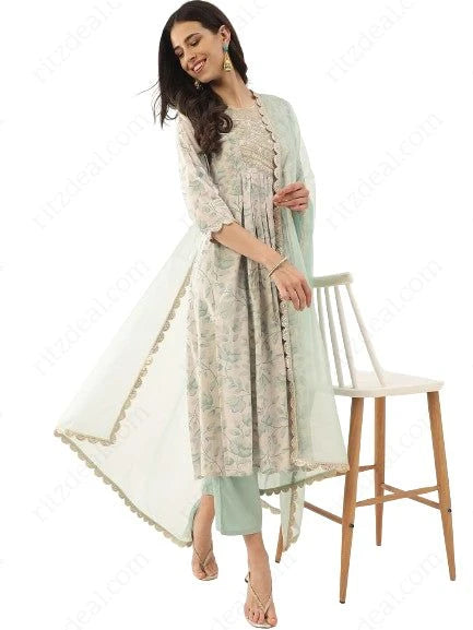 Embroidered and Printed Cotton Kurta Set  Ethnic Fashion _RITZDEAL,,Enhance your ethnic attire with our Sequence Embroidered and Printed Cotton Kurta Set. Crafted from premium cotton fabric and adorned with intricate sequence embroidery and delightful prints, this ensemble exudes elegance and charm. Shop now before it's gone!