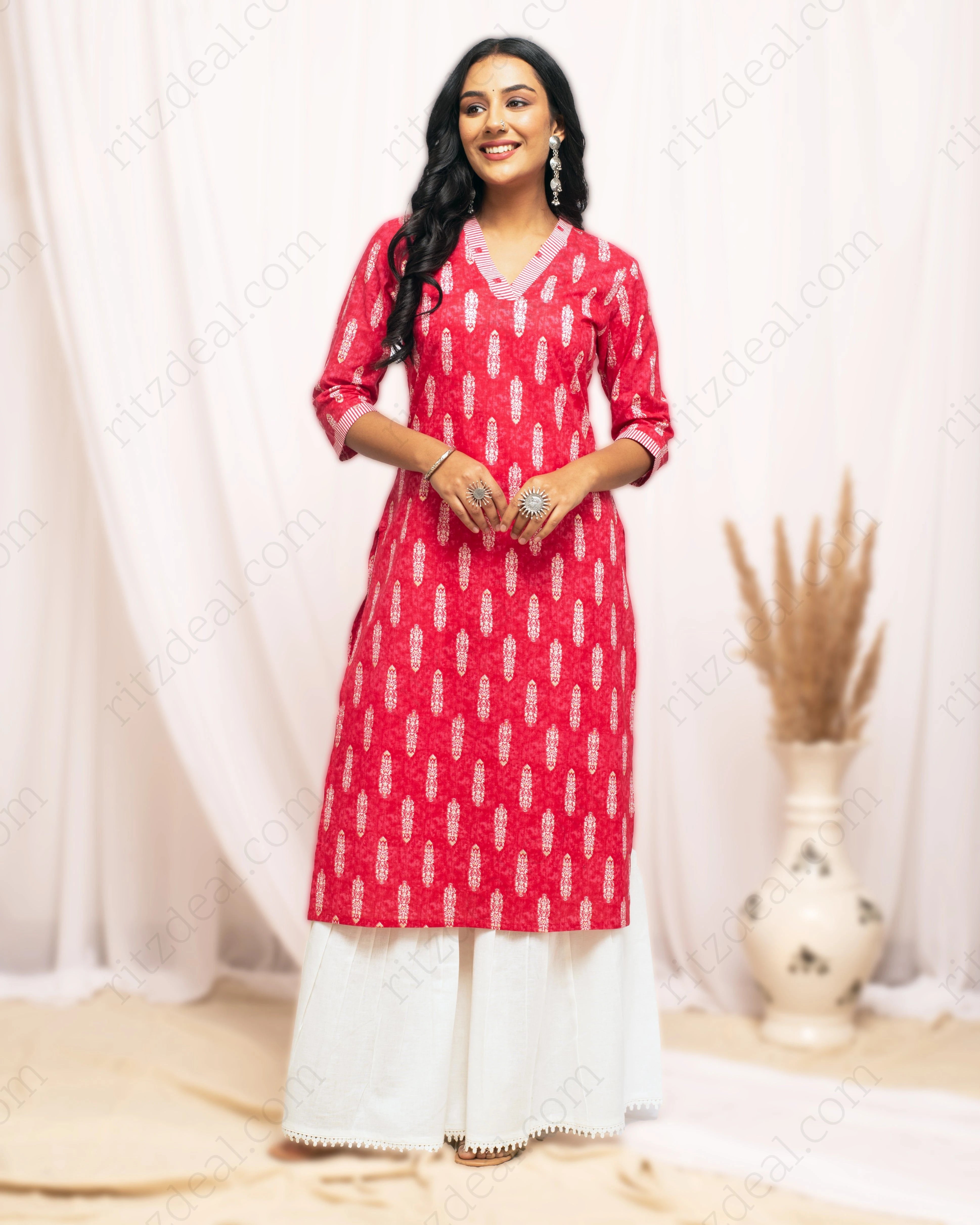   Add a touch of elegance to your wardrobe with our versatile Pink Cotton Printed Kurti Made from high-quality cotton fabric and featuring intricate prints, this kurti is perfect for everyday wear.